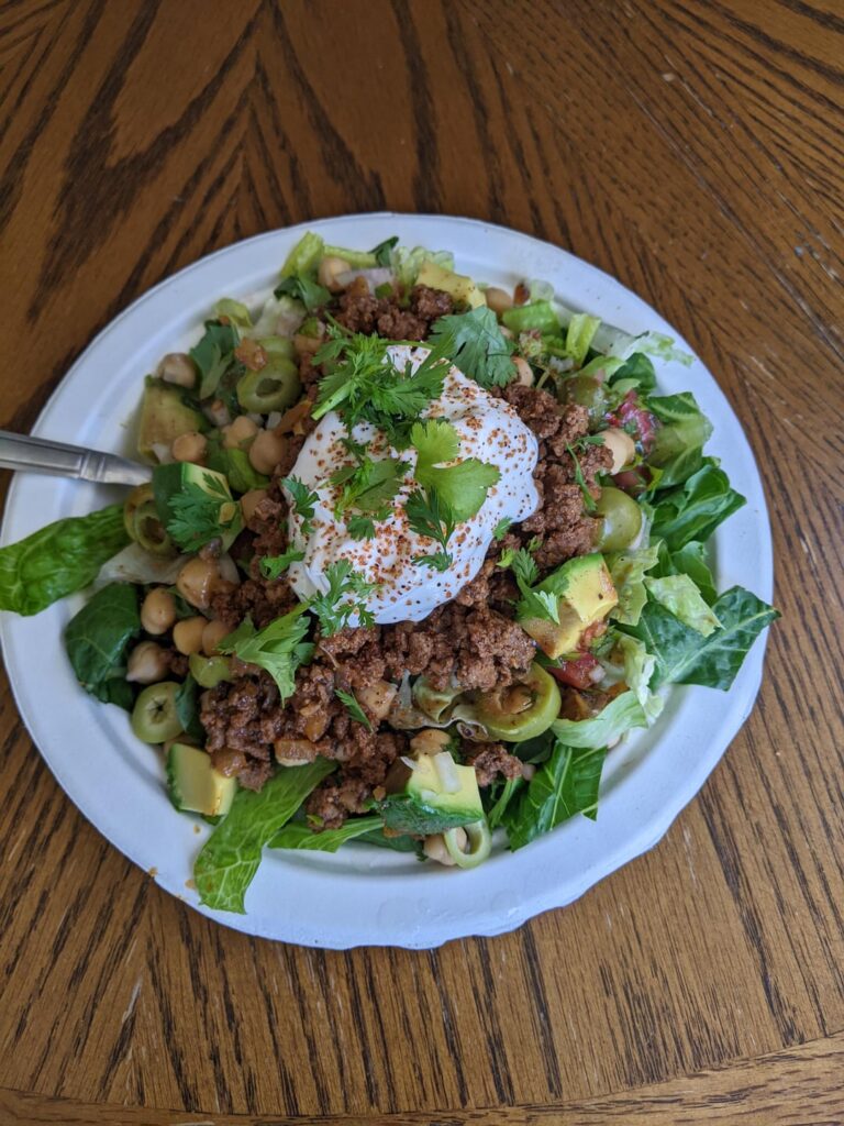 I made a big ole taco salad today and thought of you guys