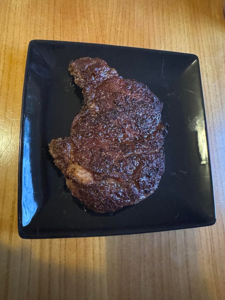 My breakup steak, and I overcooked it 😢 here’s to being single again 🥂 (😭)