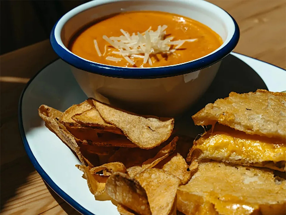Grilled Cheese and Tomato Soup, from the Villager Cafe in Camden, Maine. / Credit: The Villager Cafe