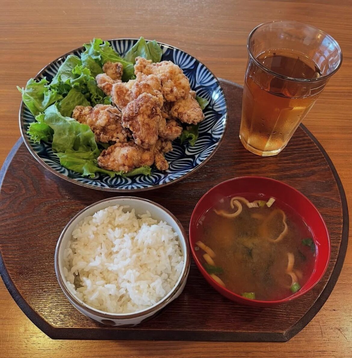 [Homemade] karaaage, miso soup and rice
