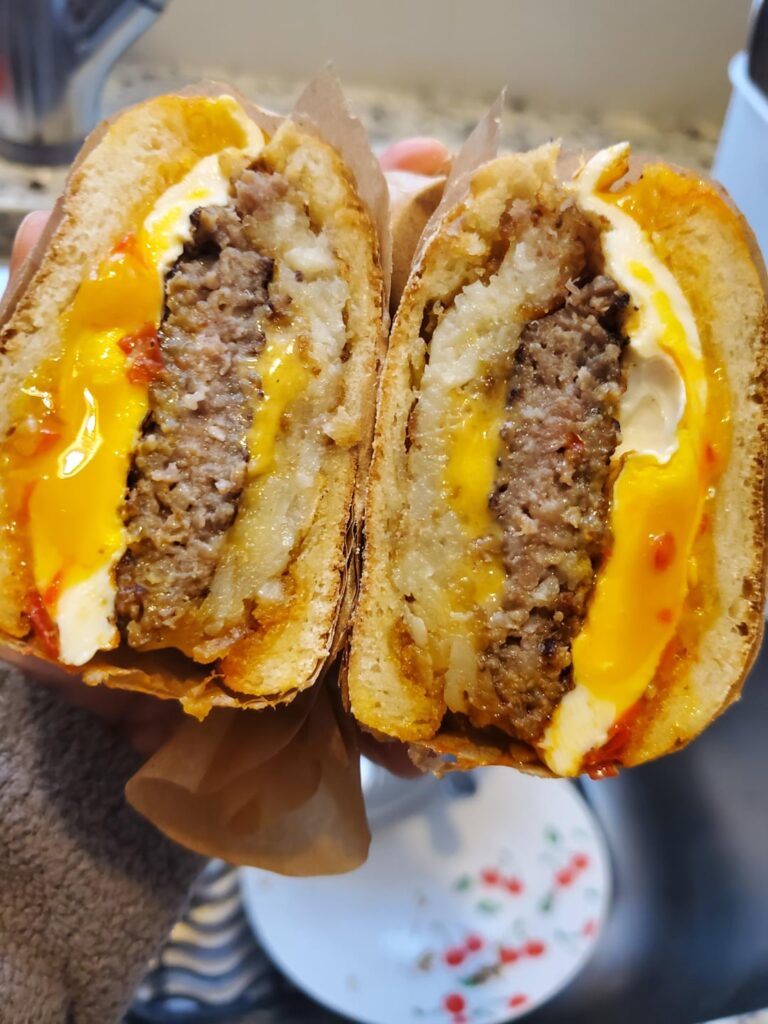 Hashbrown in egg sausage muffin sandwich is a game changer.
