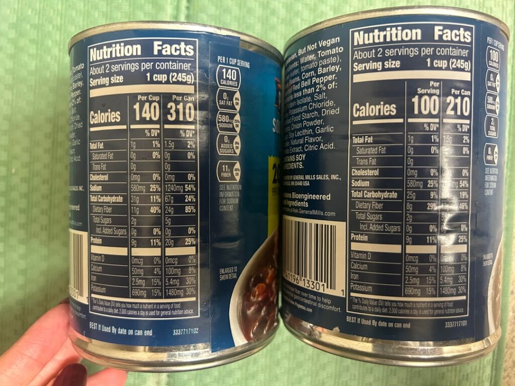 Favorite soup randomly went up 100 calories with no ingredient list change