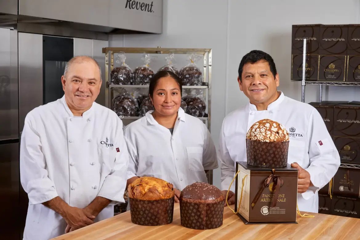 Jaime Martinez on the right with key members of the Panettone team Rafael Moran-Herrera and Ariana Amaro Montoya
