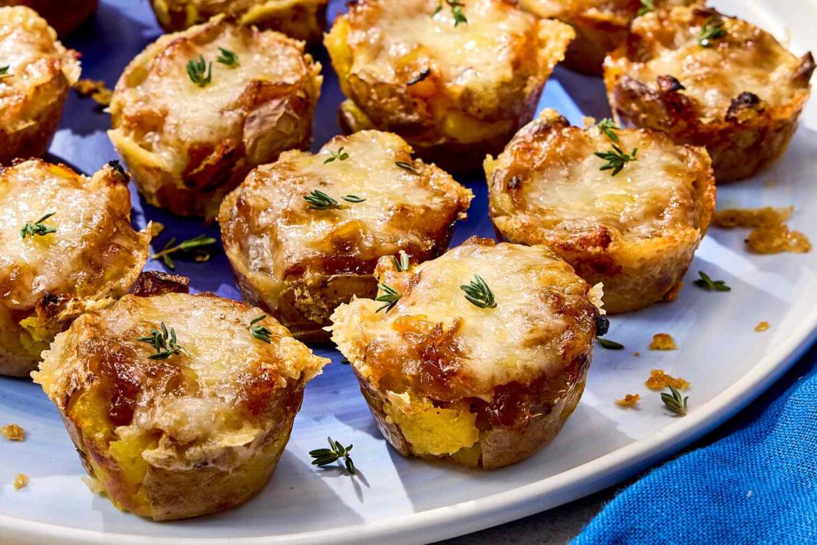 French Onion Smashed Potatoes in a Muffin Tin
