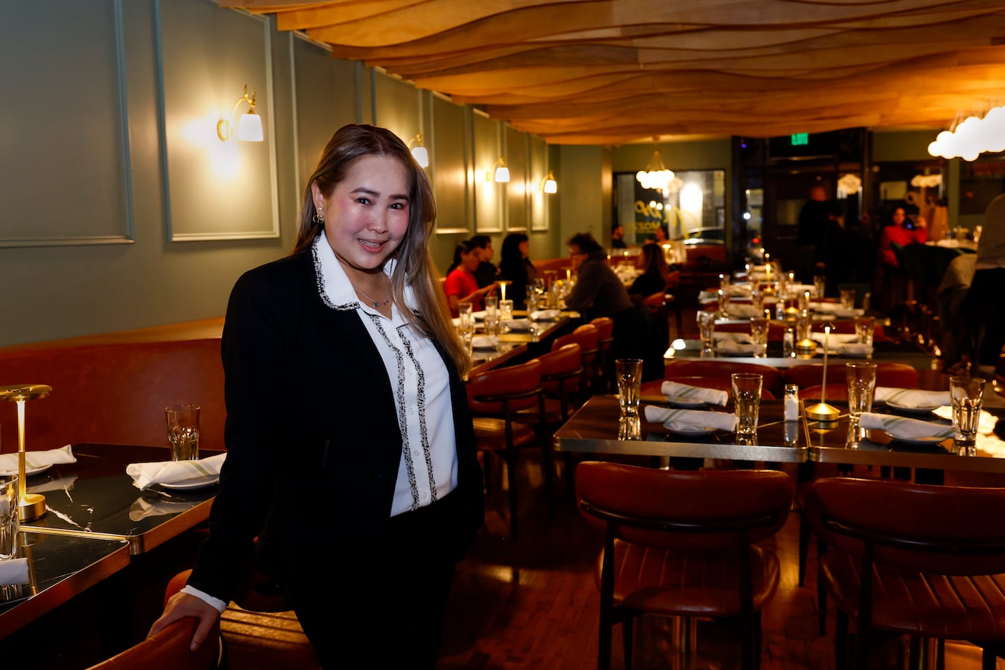 Joy Soponpunyawat, co-owner of Miso Mozza,  in the dining room of the new Federal Hill restaurant.