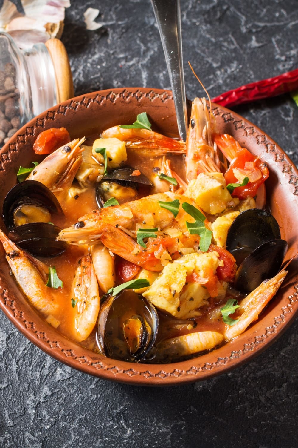 Homemade Seafood Stew with Shrimp and Mussels