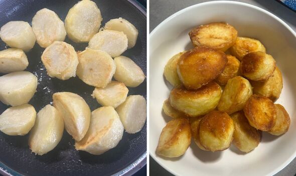 James Martin's roast potatoes before and after James Martin's roast potatoes before and after