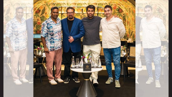 Johnson Ebenezer, Vir Sanghvi, Himanshu Saini, and Prateek Sadhu at a session on India’s evolving food scene. (CULINARY CULTURE)