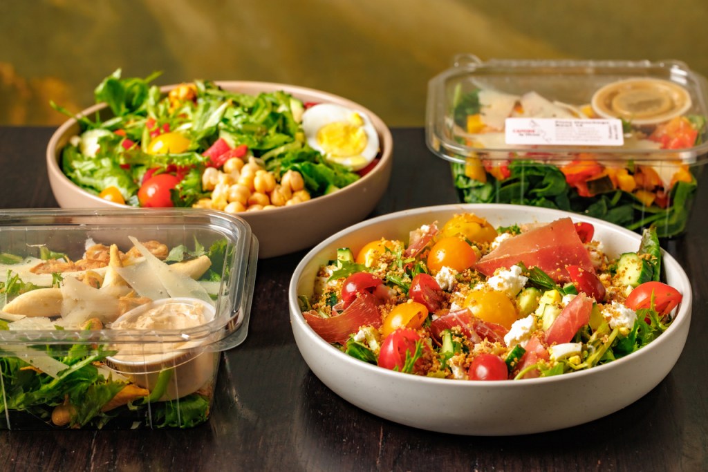 various salads on a table
