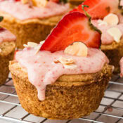 one Mini Strawberry Almond Tart on a wire rack