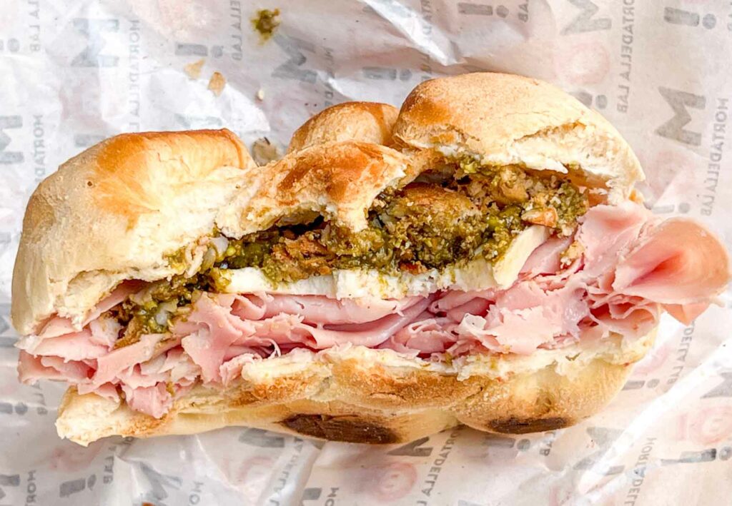 Mortadella Sandwich at Mo Mortadella Lab in Bologna