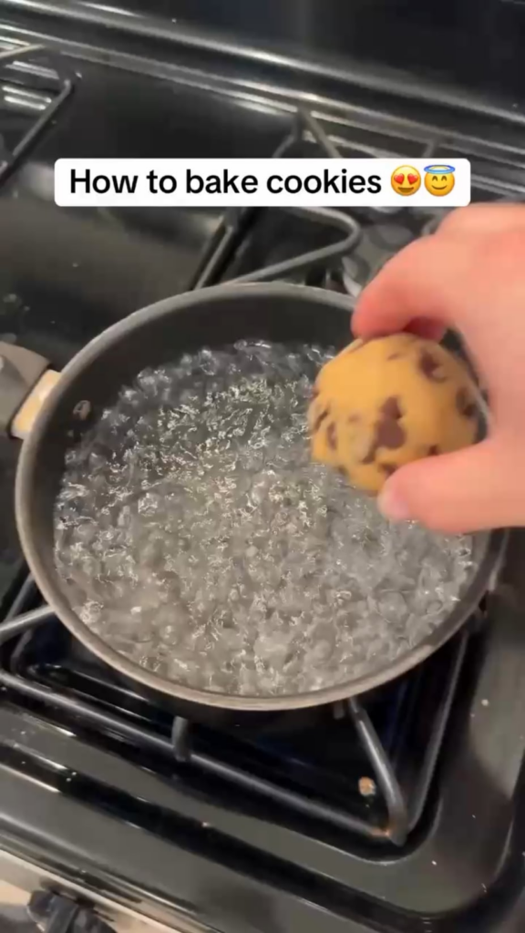 This is not how you bake a cookie dough... boiled cookies anyone?