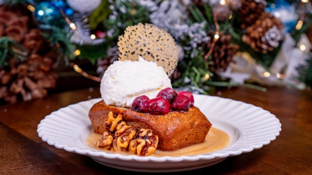 Sticky Toffee Cake available at Blue Bayou on the new holiday menu at Disneyland. (Courtesy of Disneyland)