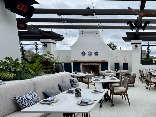 The patio at Charbel Hayek’s Ilya in San Clemente. (Photo...