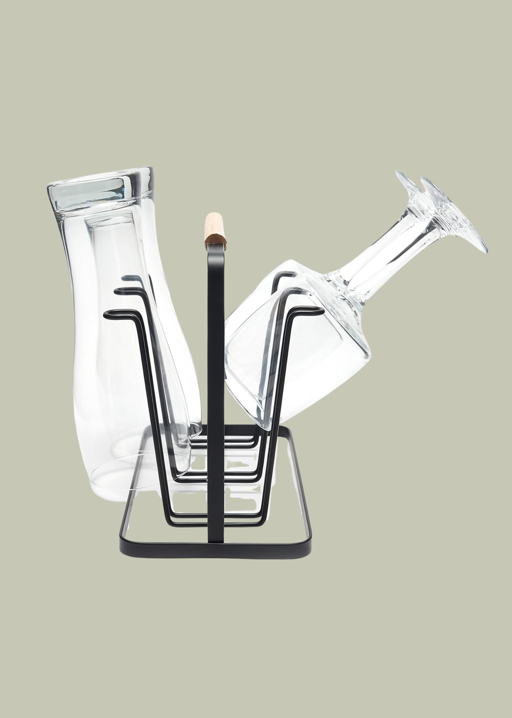 simplywire, Simplywire - Glass Drying Rack - Bottle Drainer - Draining Board Organiser &ndash; 6 Hooks - Black Powder Coated Steel