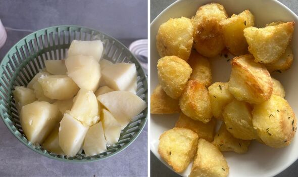 Poppy Cooks' roast potatoes before and after Poppy Cooks' roast potatoes before and after
