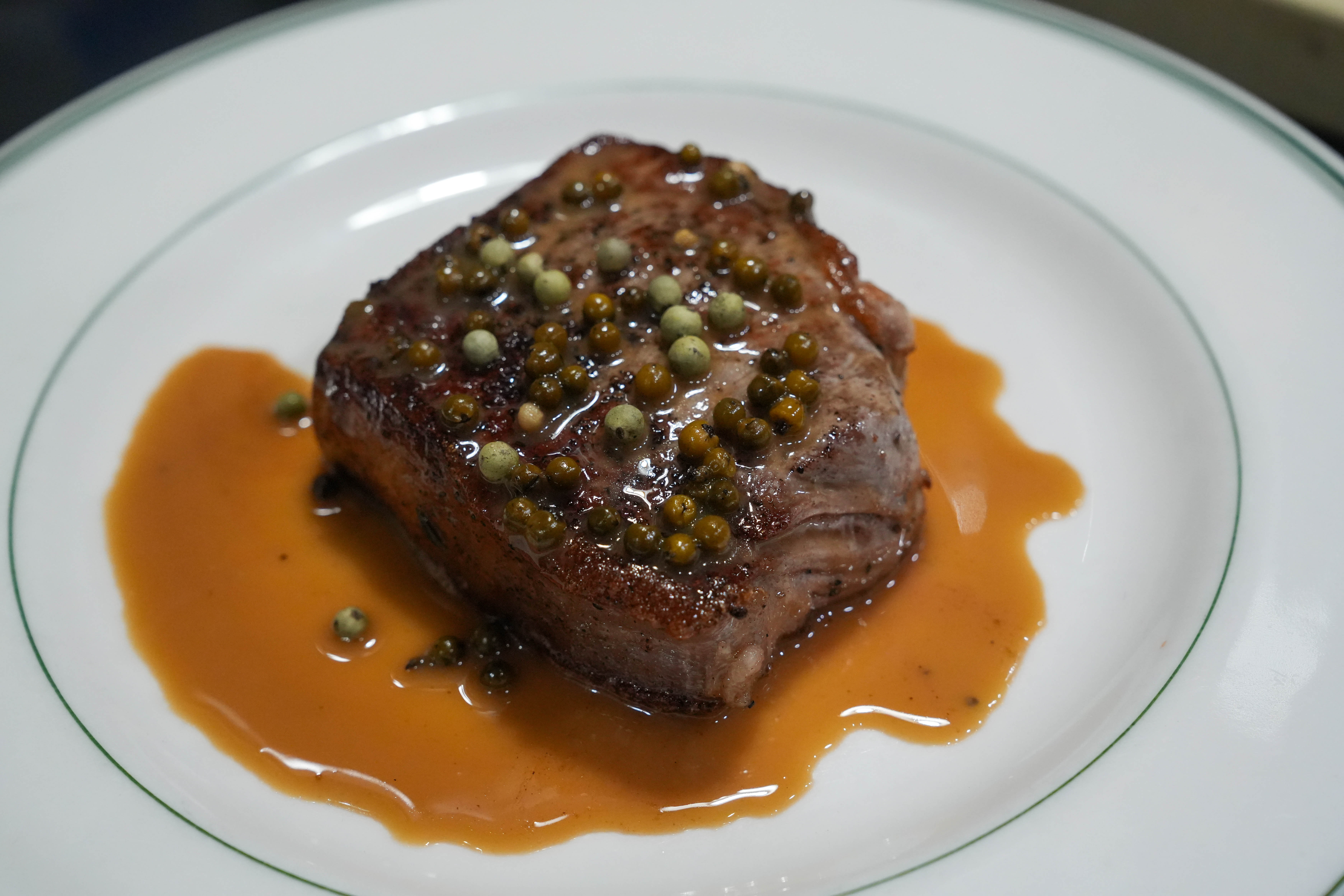 Steak Au Poivre is served at Southeast Portland French bistro, L'Echelle, on Wednesday, August 13, 2025.