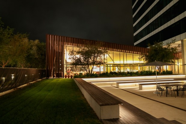 The exterior of Travis Swikard's new Fleurette restaurant in the UTC area of San Diego. It opens Dec. 10. (Sandy Huffaker for The San Diego Union-Tribune)