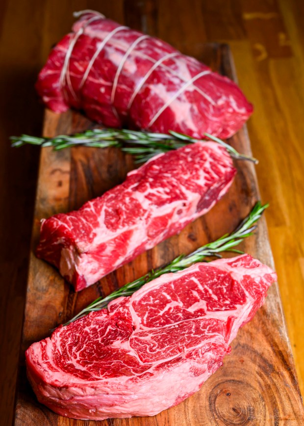 A chuck roast, tenderloin and rib eye are cuts of...