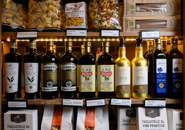 Imported olive oil is available at Luca and Sons on...