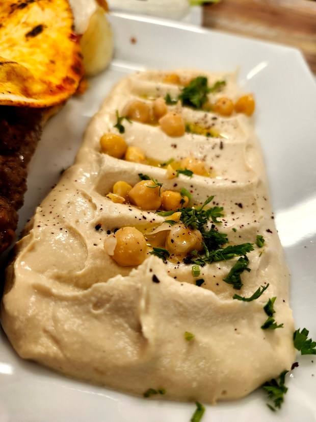 Hummus, another option alongside a wide range of sandwiches, wraps and platters at Rawsha Mediterranean Cuisine in Orlando. (Amy Drew Thompson/Orlando Sentinel)