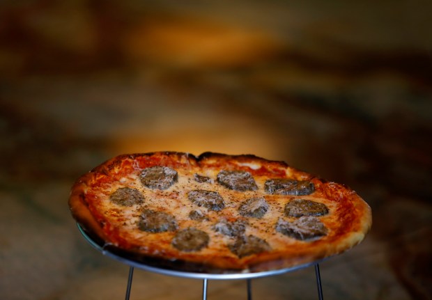 Culaccino Italian Restaurant's meatball pizza. As seen Wednesday, Nov. 12, 2025, in Hampton. (Stephen M. Katz / The Virginian-Pilot)