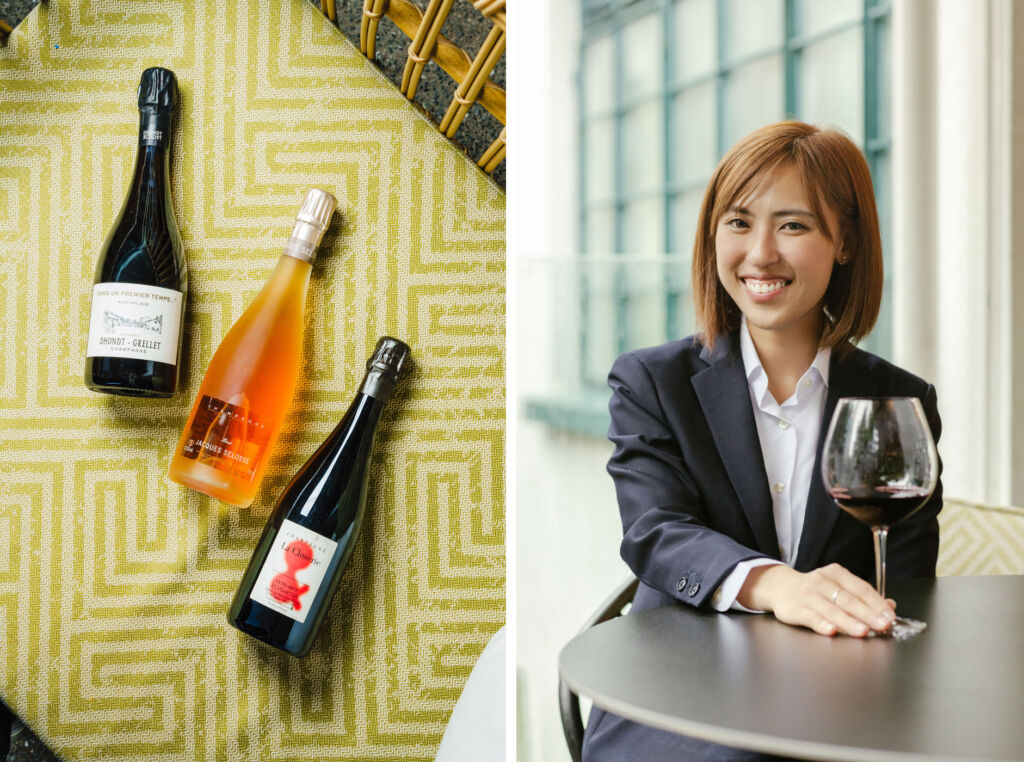 A photograph of Jasmine and one of some of the wines on offer