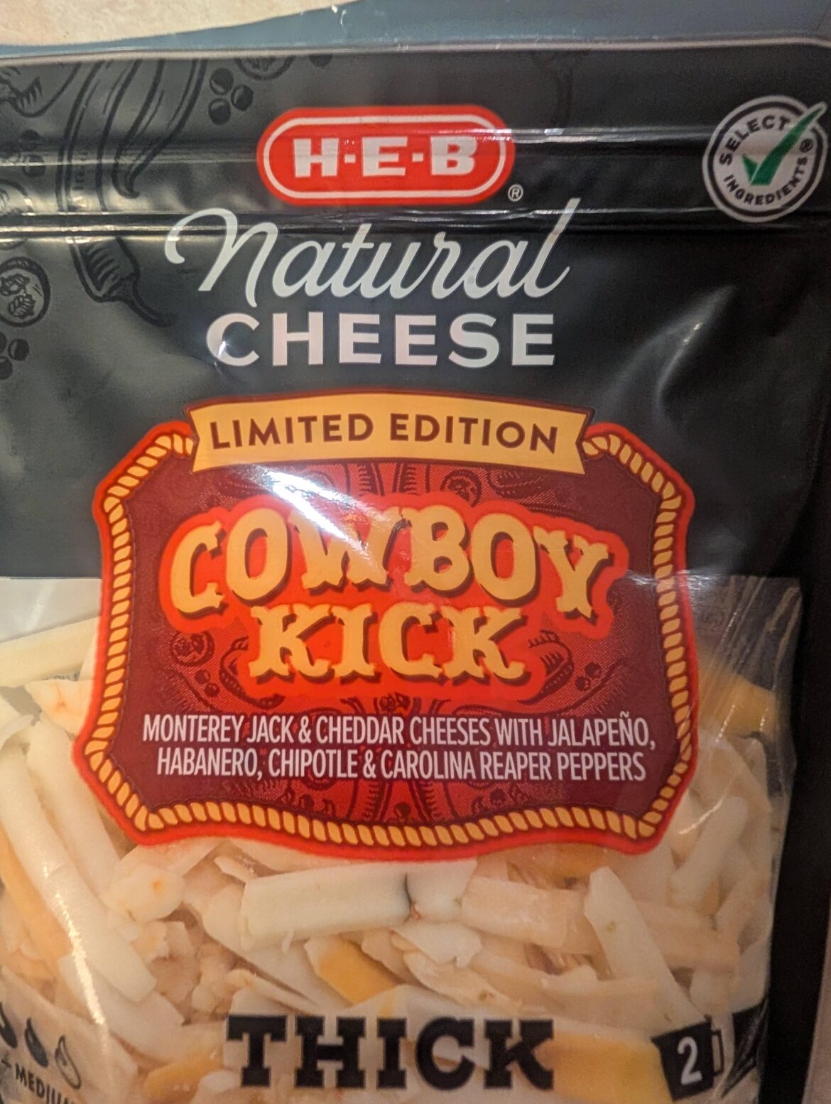 New HEB brand cheese! Fun blend of peppers and very tasty