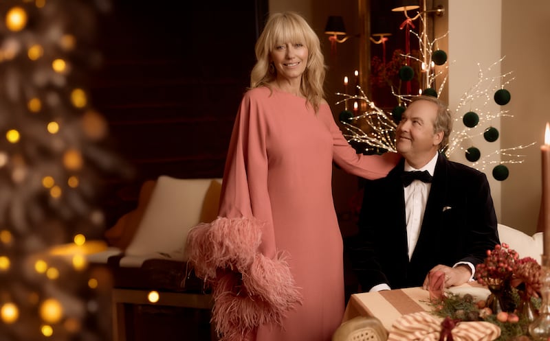 Clodagh wears earrings by Kiki McDonough, £9,500, and dress by Taller Marmo, €2,100, (available at Net-A-Porter) . Harry wears suit by Hunter Treacy (price on request), bow tie by Reiss, €75, shirt by TM Lewin, €88. Photograph: Alex Hutchinson