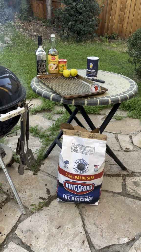Smoking a Hogs Head in a Weber kettle.  Happy Halloween 🎃!