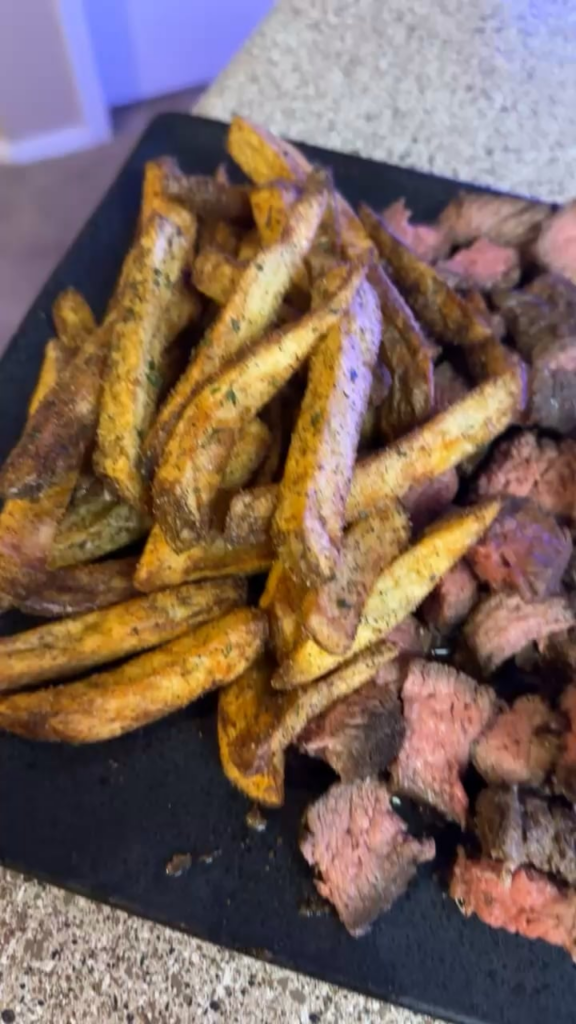 Reverse seared steak and homemade fries