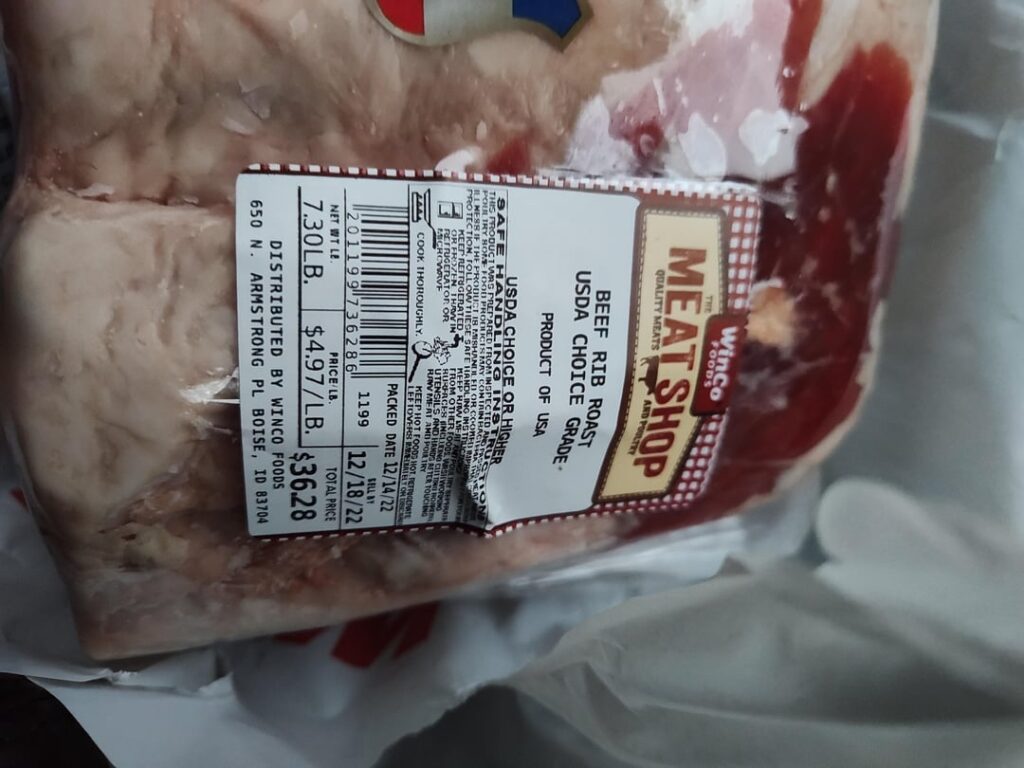 1 bone ribeye aged 2 weeks (Dec '22)