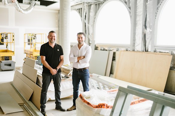 Ghanem Group directors Adonis and Nehme Ghanem inside Alfi, which will open in the first half of 2026.