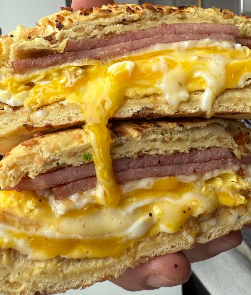 Pork Roll Egg and Cheese on an onion roll.