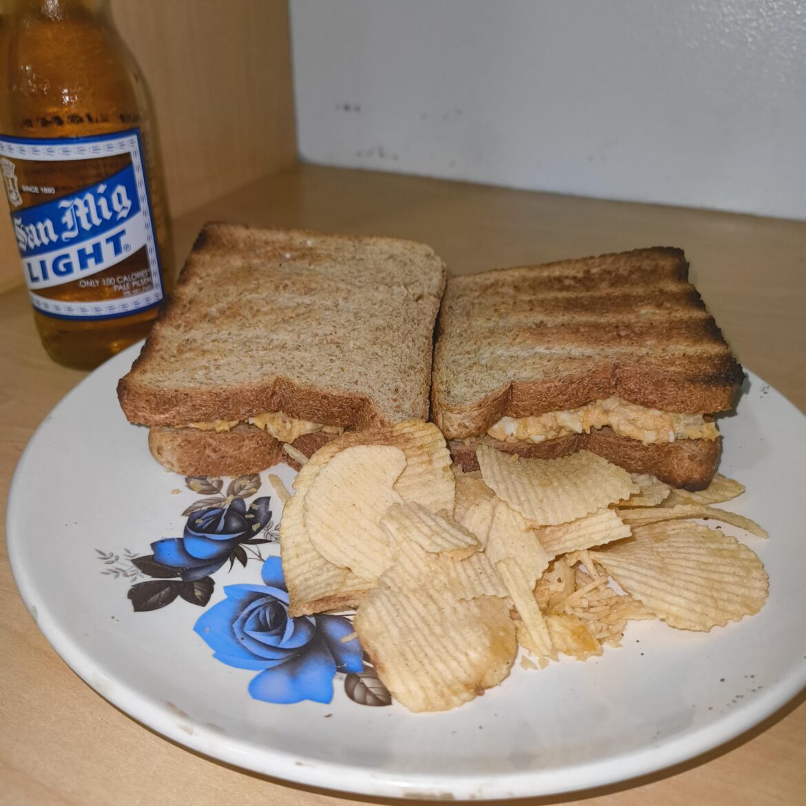 Desk Snack (Tuna Fish Sandwich) w/ Beer