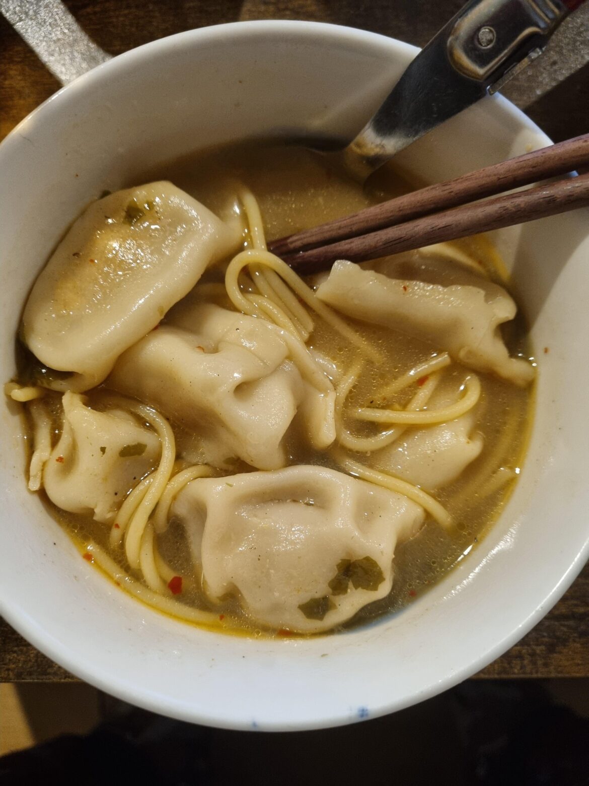 When you're craving dumpling and noodle soup, but all you have is spaghetti.