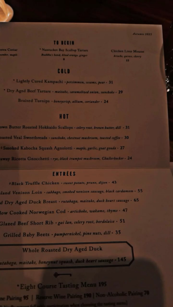 Boka - instead of tasting menu can do à la carte