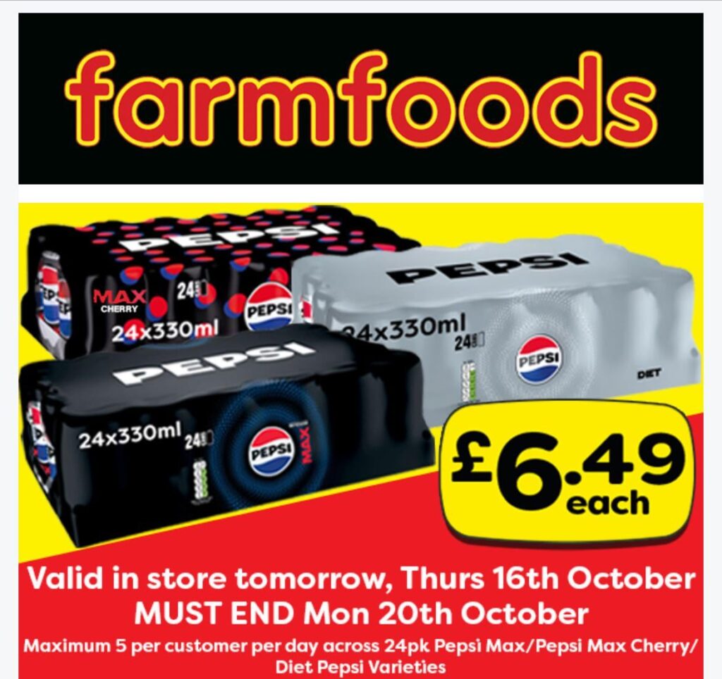 This is the cheapest I’ve ever seen Pepsi per can, only 27p. Absolute bargain in these hard times!