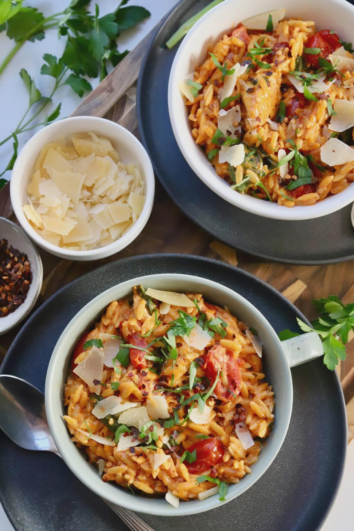 One Pan Creamy Tomato Orzo with Miso