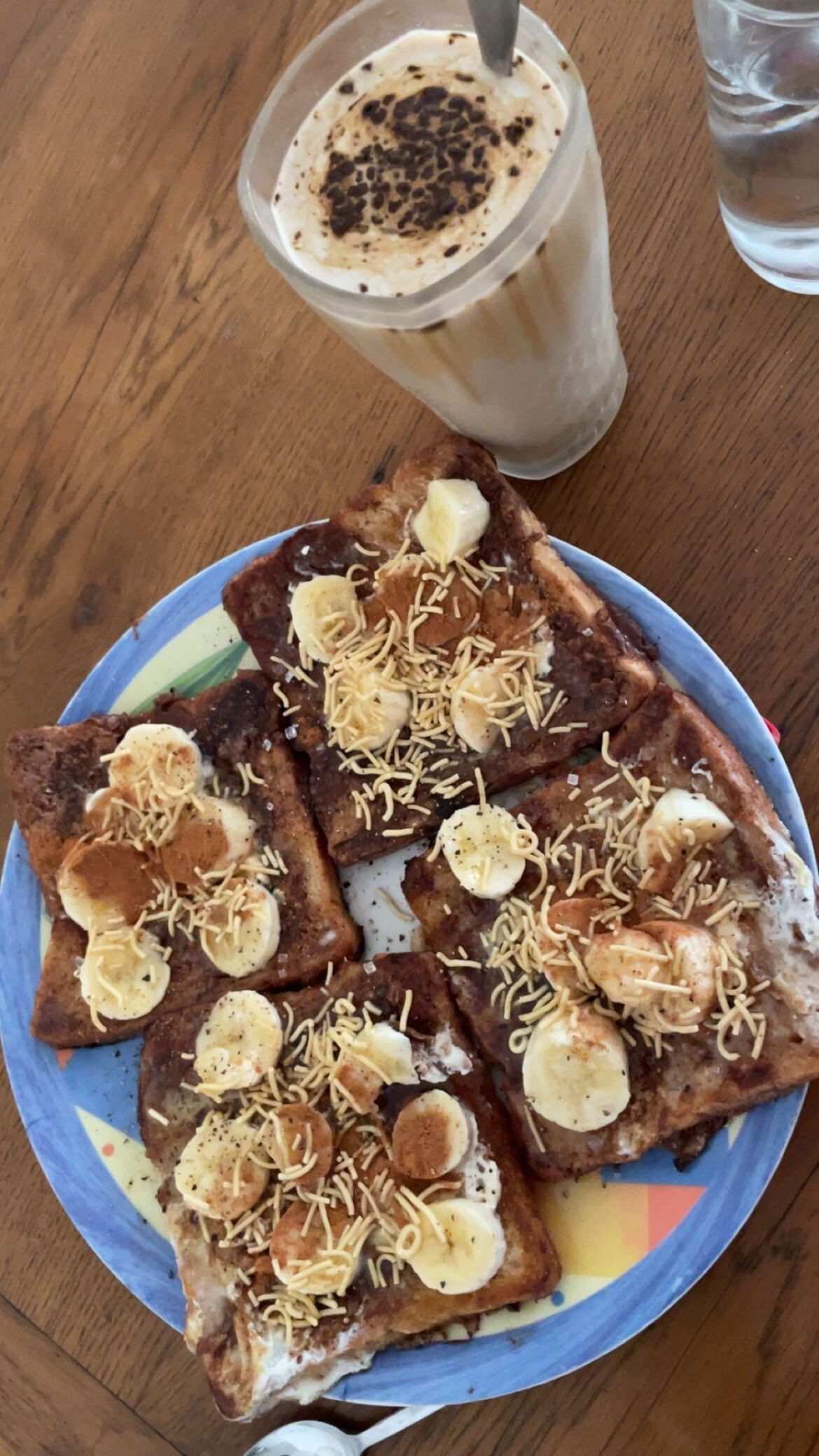 honey banana cinnamon french toast and salted caramel iced latte