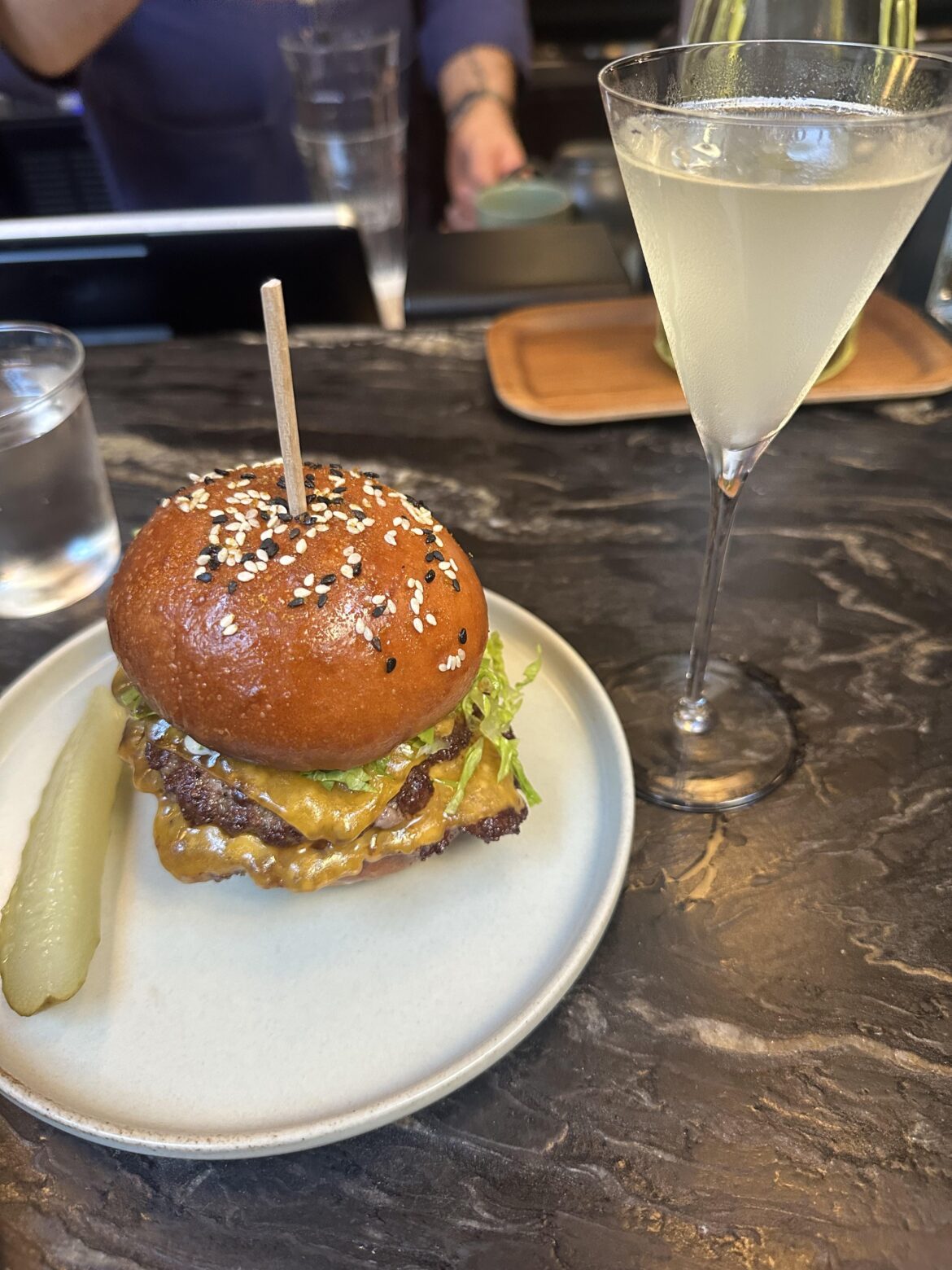 Nettare Happy Hour. Burger & Martini, $20