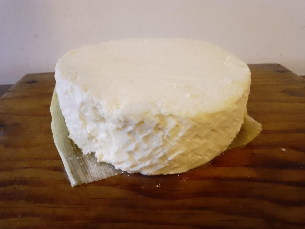A fresh cow cheese from a Oaxacan Market