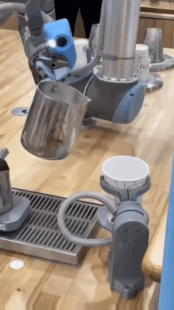 This robot barista makes perfect coffee. Would you go to a cafe run entirely by robot baristas, or do you prefer a real person behind the counter?