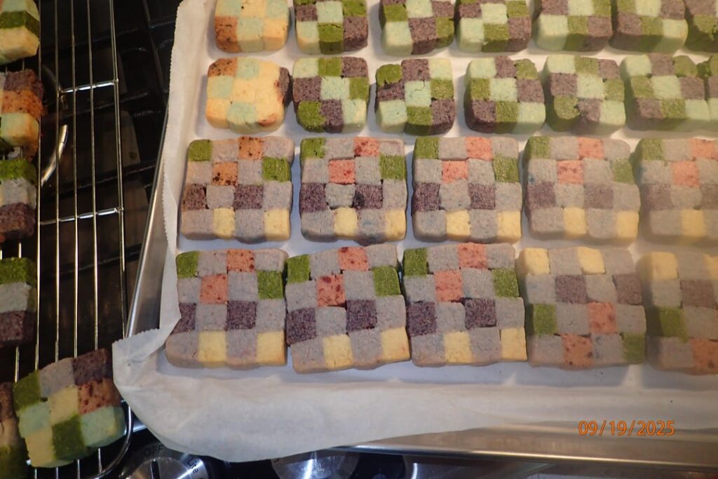 I made checkerboard cookies! Each color is a different flavor :) I made checkerboard cookies! Each color is a different flavor :)