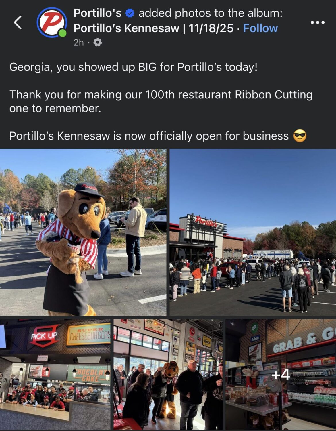 Portillo’s Food outside of Chicagoland