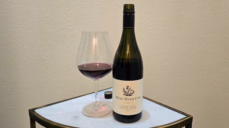 MacRostie Sonoma Coast Pinot Noir next to a glass of wine