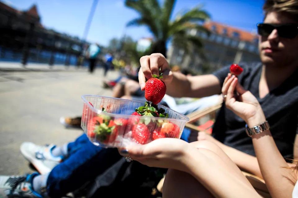 Eating strawberries and other fruits and vegetables listed as a part of the portfolio diet can help people lower their cholesterol and risk for heart disease. The diet was created in 2003 (Getty Images)