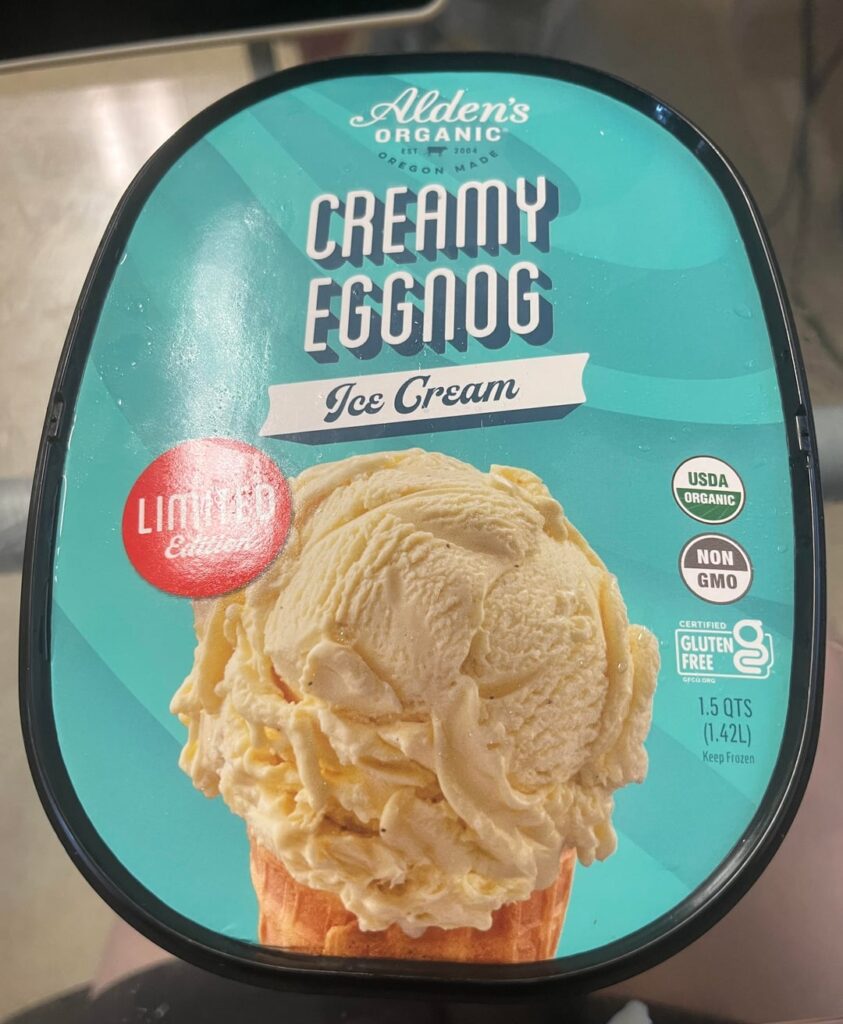 Alden’s Organic Creamy Eggnog Ice Cream