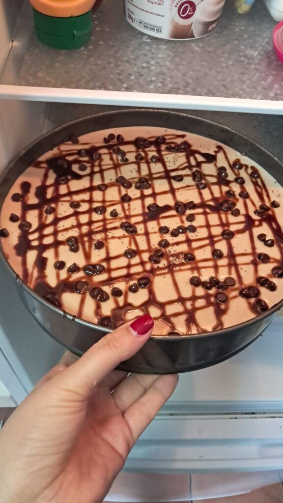 Homemade No-Bake Chocolate Mousse Cake with Chocolate Drizzle