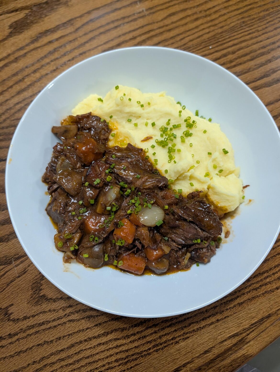 My First Attempt at Beef Bourguigon and Mashed Potatoes